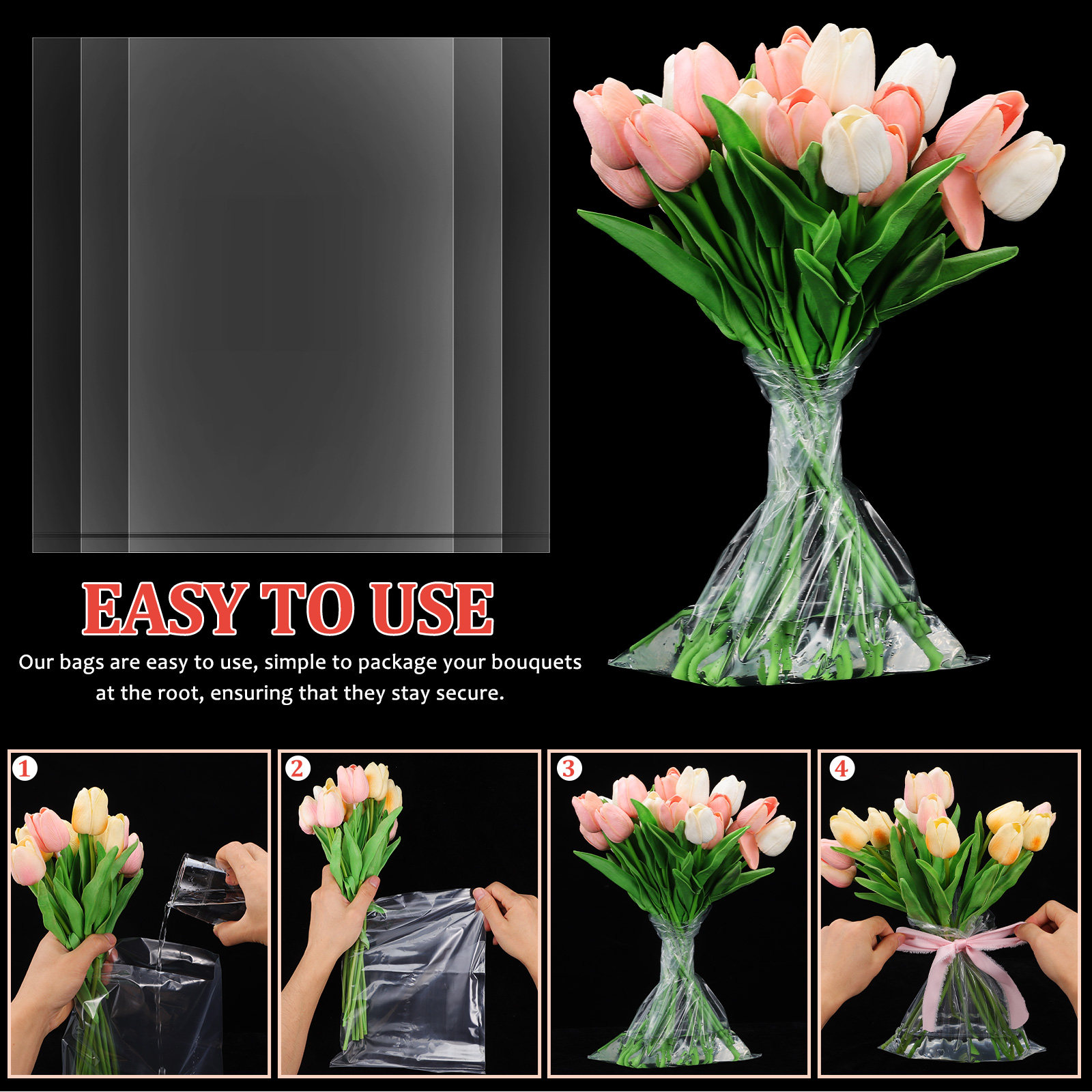 50pcs Flower Bags Plastic Fres - Nutrition & Fitness Hub Photos review and price